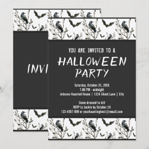 Convites O Dia das Bruxas canta aguarela preto e branco dos