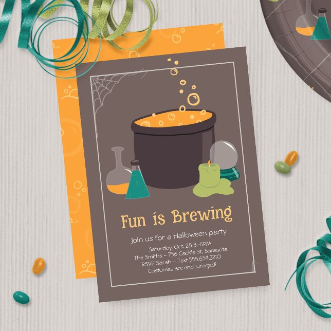 Convites O Dia das Bruxas de Cauldron (Witches Cauldron Halloween Party Invitation)