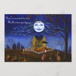Convites O Dia das Bruxas, partido, convite, bruxa, lua,