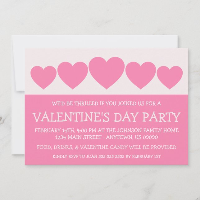 Convites O dia de Valetine da silhueta do coração (rosa) (Frente)
