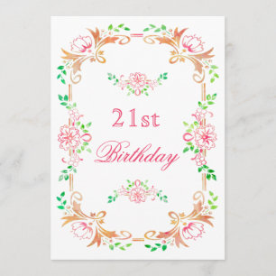 Convites O dobro floral chique do aniversário de 21 anos d