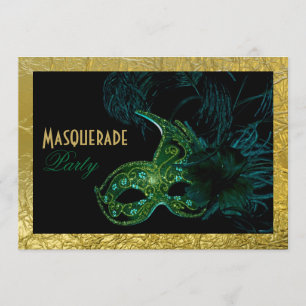 Convites O doce dezesseis do mascarada party preto, verde,