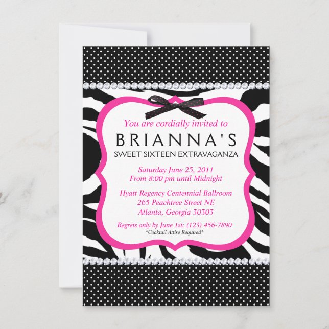 Convites O doce Sassy dezesseis convida (Frente)