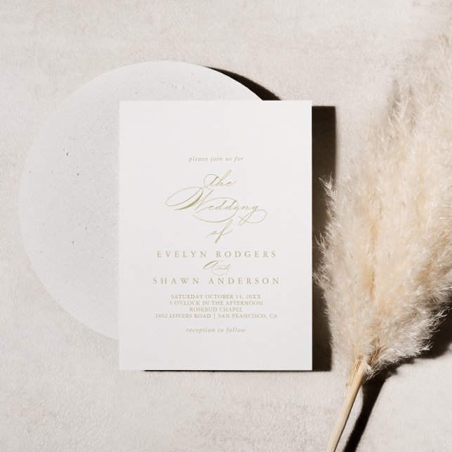 Convites O Dourado Casamento De Caligrafia Elegante De (Criador carregado)