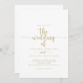 Convites O Dourado Casamento De Caligrafia Minimalista De