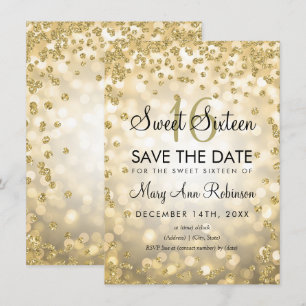 Convites O Dourado Sweet 16 Salva As Luzes Da Glitter De Da