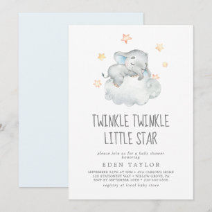 Convites O Elefante Dormir Brilha Pequena Estrela
