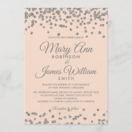 Convites O Elegante Casamento Silver Faux Glitter Confetti 