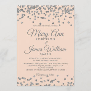 Convites O Elegante Casamento Silver Faux Glitter Confetti
