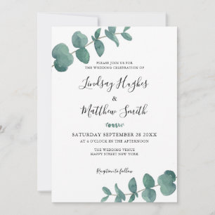 Convites O Elegante Eucalyptus Watercolor Deixa Casamento