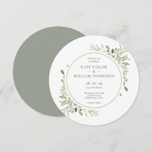 Convites O Elegante Verde Deixa Casamento Circular