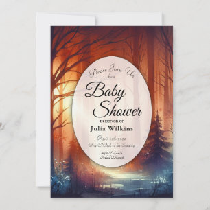 Convites O Encanto Florestal de Folhas Caindo Baby Shower