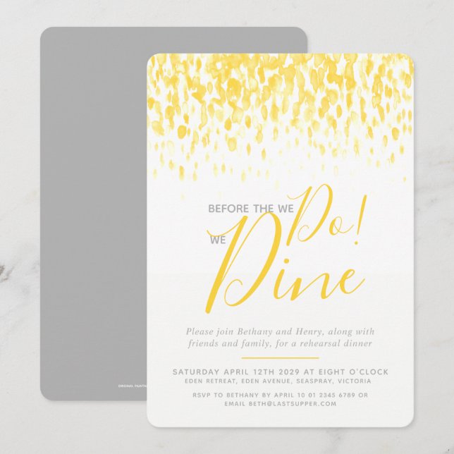 Convites O ensaio de arte do caranguejo amarelo sunny janta (Frente/Verso)