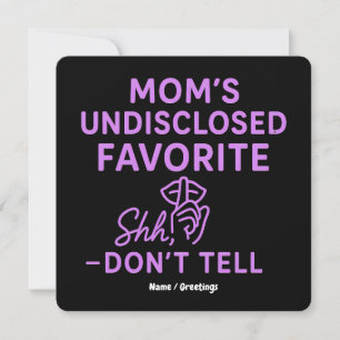 Convites O Favorito Não Revelado da Mamãe, Rosa Roxo Engraç
