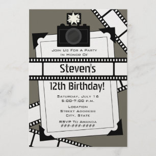 Convites O filme da câmera e a festa de aniversário da fo