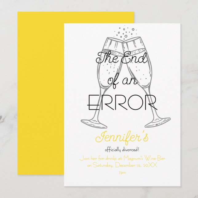 Convites O Fim de um Erro Champanhe Festa de Divórcio (Frente/Verso)