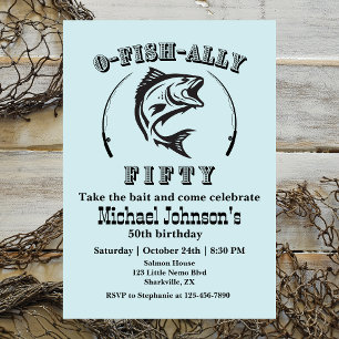 Convites O-fish-ally 50 Funny Bleu 50th Festa de aniversári