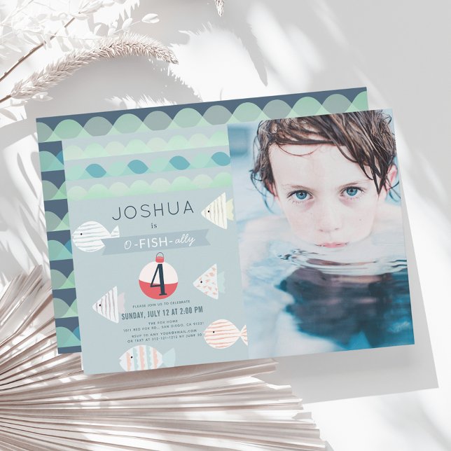 Convites O-fish-ally One Fish Boy Birthday Foto (Criador carregado)