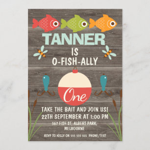 Convites O-fish-ally One Fisheries Birthday Invitation