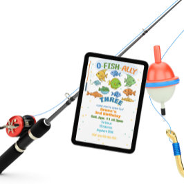 Convites O-Fish-Ally Three, Colorful Fishing 3rd Birthday