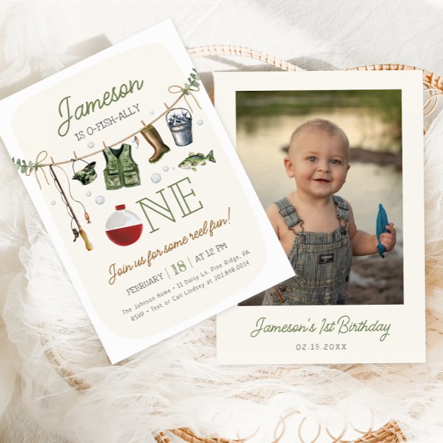 Convites O-fish-ally Uma Foto de primeiro aniversario de Pe (Criador carregado)