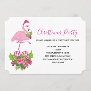 Convites O Flamingo Rosa no Natal do Whimsical