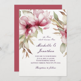 Convites O Floral Rosa Elegante Dois Torna-Se Uma Bíblia