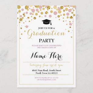 Convites O formando Dourado do partido da menina