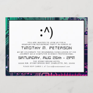 Convites O formando mínimo da informática da cara engraçada