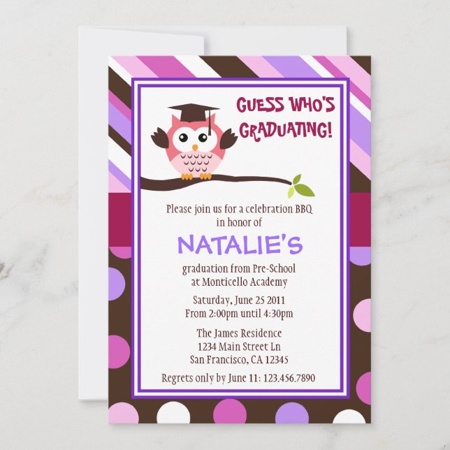 Convites O formando moderno da coruja convida (Frente)
