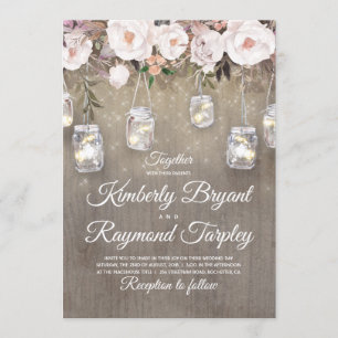 Convites O frasco de pedreiro ilumina o casamento rústico