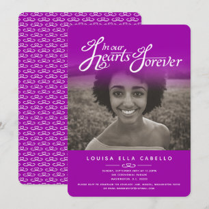 Convites O funeral roxo do rosa da foto dos corações