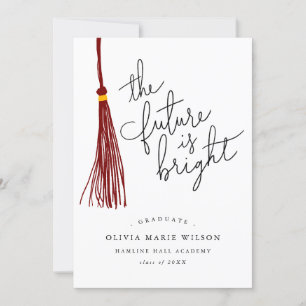 Convites O Futuro É Brilhante Citação Maroon Tassel