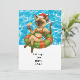 Convites O gato está na piscina para festa na piscina
