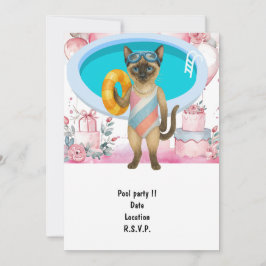 Convites O gato está na piscina para festa na piscina