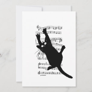 Convites O gato pendura-se em notas musicais