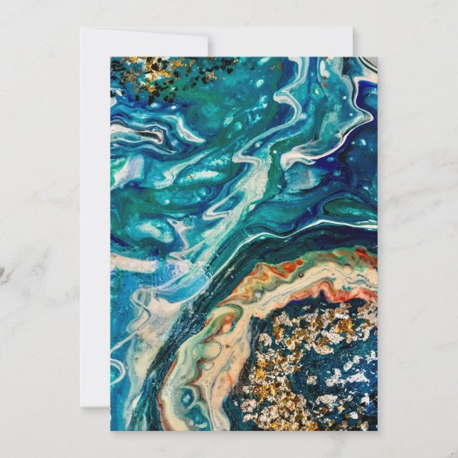 Convites O gelo e o abstrato azul de peixe branco (Frente)