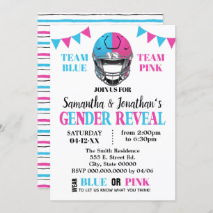 Convites O gênero de futebol revela chá rosa ou azul