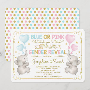 Convites O género do elefante dos gêmeos revela o bebê