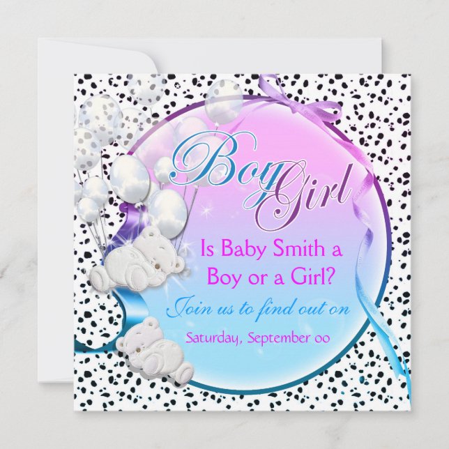 Convites O género do urso revela o partido da menina do (Frente)