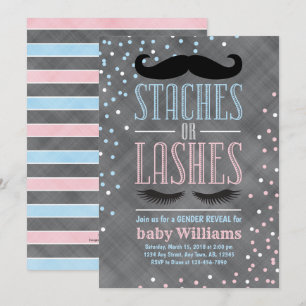 Convites O gênero dos Staches ou Lashes revela ideias de c