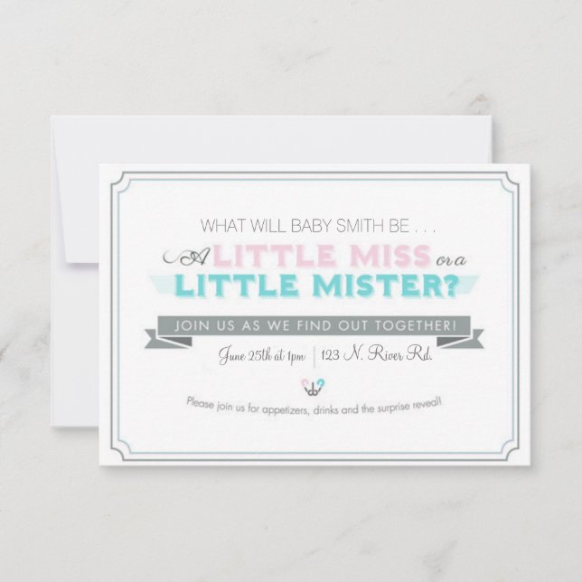 Convites O género revela o chá de fraldas (Frente)