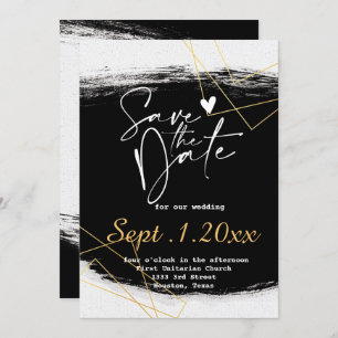 Convites O Geo de Cor de Água Preta e Dourada Moderno salva