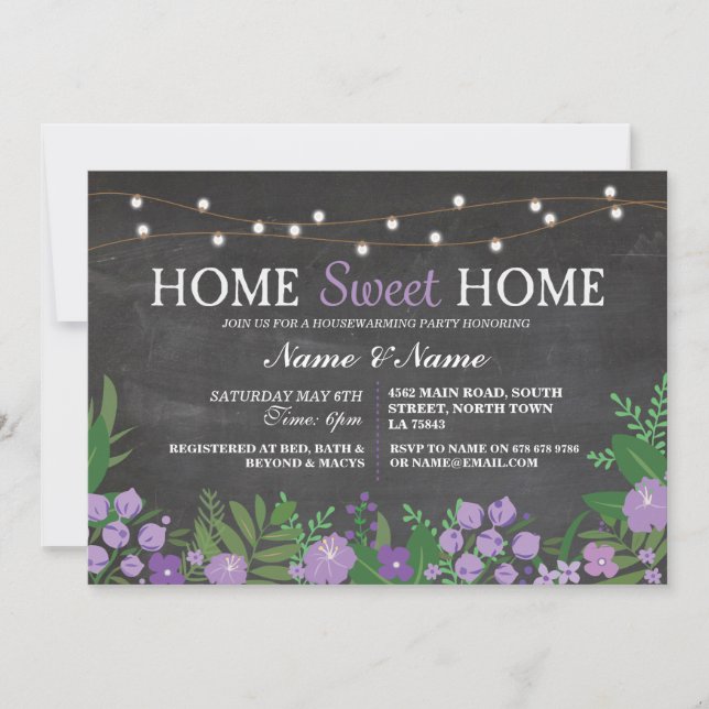 Convites O giz Home doce Home do Housewarming floral (Frente)