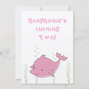 Convites O golfinho sob o bebê do segundo aniversário do