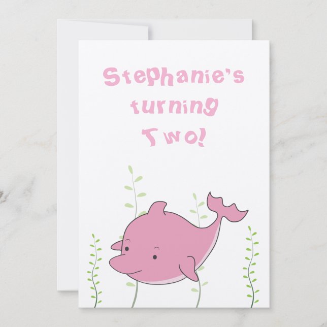 Convites O golfinho sob o bebê do segundo aniversário do (Frente)
