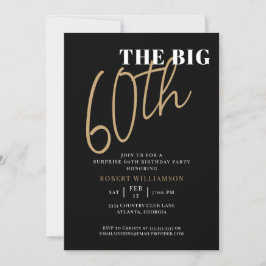 Convites O Grande 60º Aniversário Surpresa Dourado