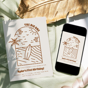 Convites O Grande Aniversário de praia de Surf de 1 rua
