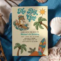 O Grande Gato Surfista Retro Verão 1º Aniversário