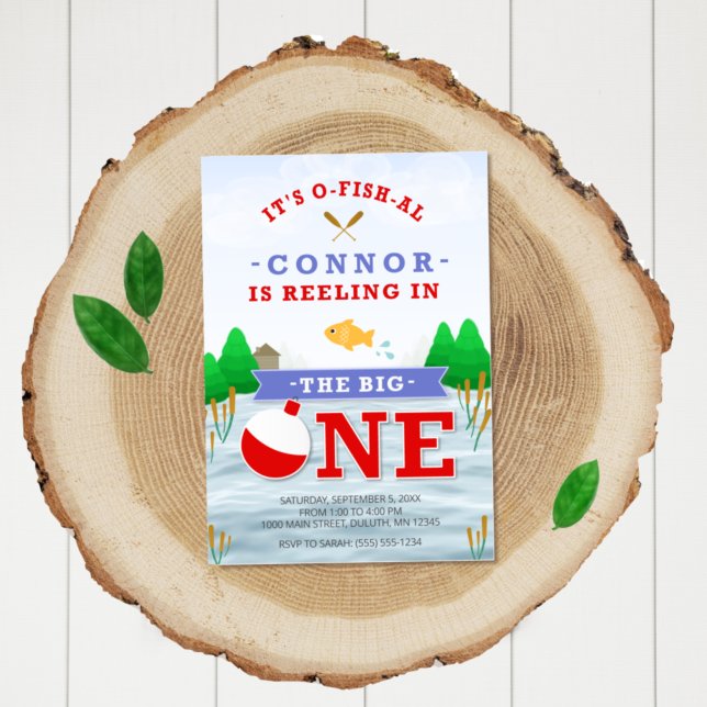 Convites O Grande primeiro aniversario Do Tema Da Pesca Col (Criador carregado)